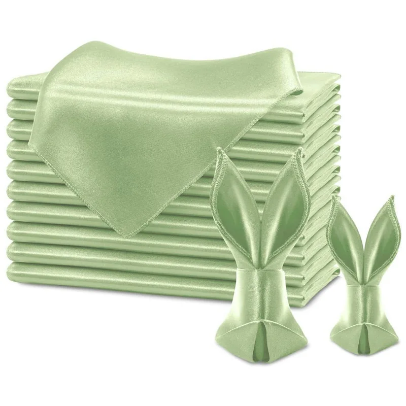 

72 Pcs Sage Green Satin Napkins 12 x 12 Inches Soft Dinner Napkins Table Decor, Silky Cloth Napkins for Christmas Thanksgiving