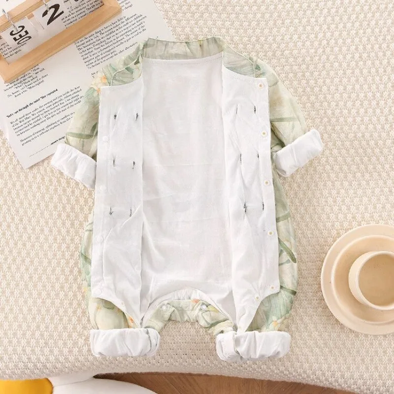 2024 Jesienny bawełniany kombinezon z nadrukiem bambusa Kawaii Baby Boy Girl Chinese Style Tang Suit Newborn China Online Store 63-90cm