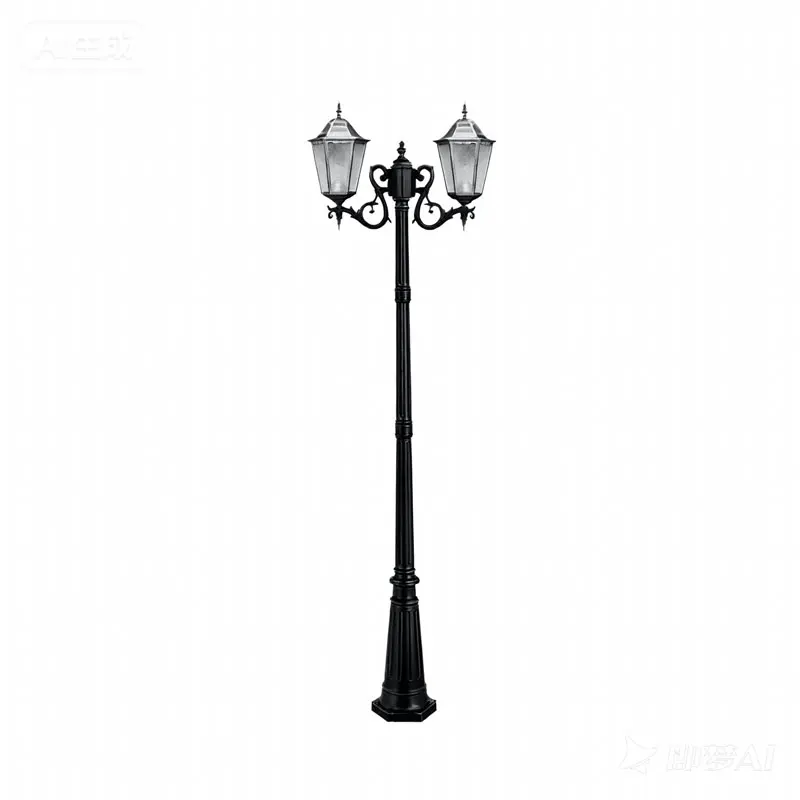 European Retro Double-Headed Outdoor High Pole Light Waterproof Landscape Street Light for Garden Courtyard Villa