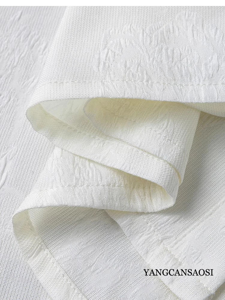 20MM Breathable Full 93% Natural Mulberry Silk Elastic GuanLe Satin Chinese Style Standing Collar Long Sleeved White Loose Shirt