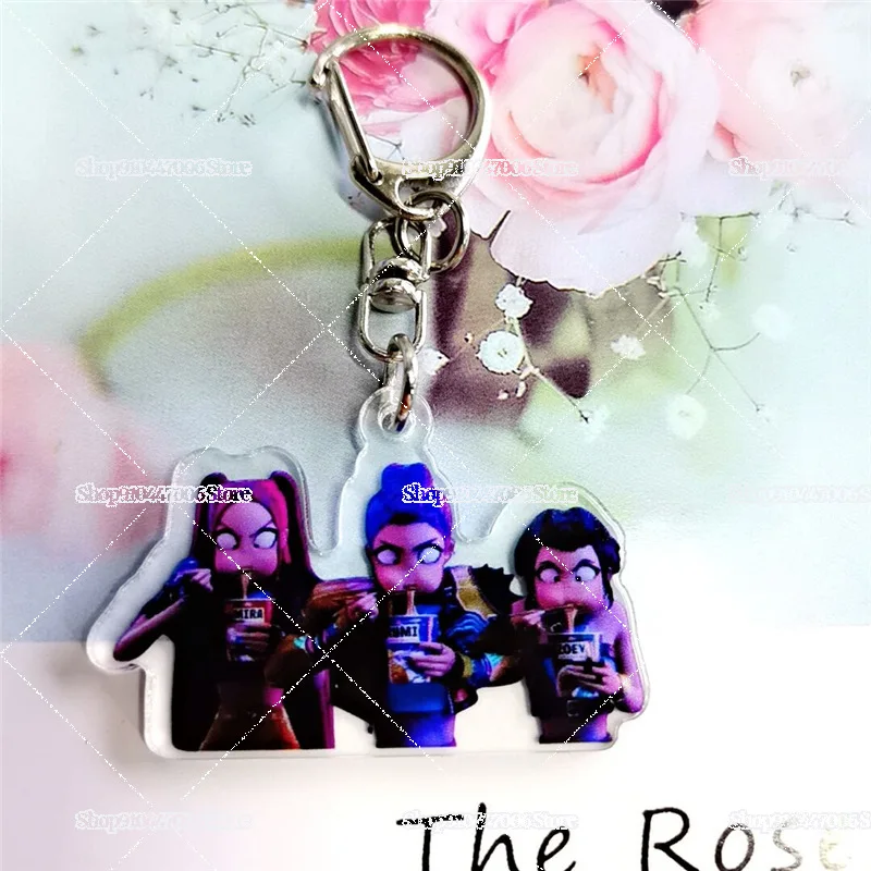 

Anime K-POP Demon Hunters Logo Keychains Huntrix Saja Boys Derpy Tiger Keyrings Acrylic Pendant Accessories Surrounding Gift