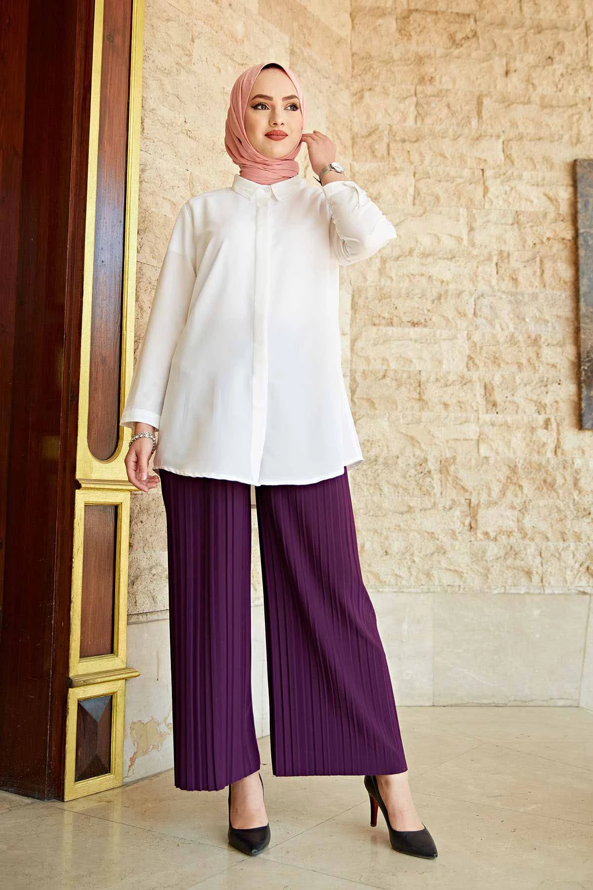 Piliseli Sandy Pants-Purple Winter Autumn 2021 Muslim Women Hijab headscarf Islamic Turkey