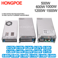 Adjustable 500W 600W 1000W 1500W Power Supply 0-12V 15V 24V 36V 48V 60V 72V 85V 90V 110V 150V 200V 110/220V Ac To Dc Smps