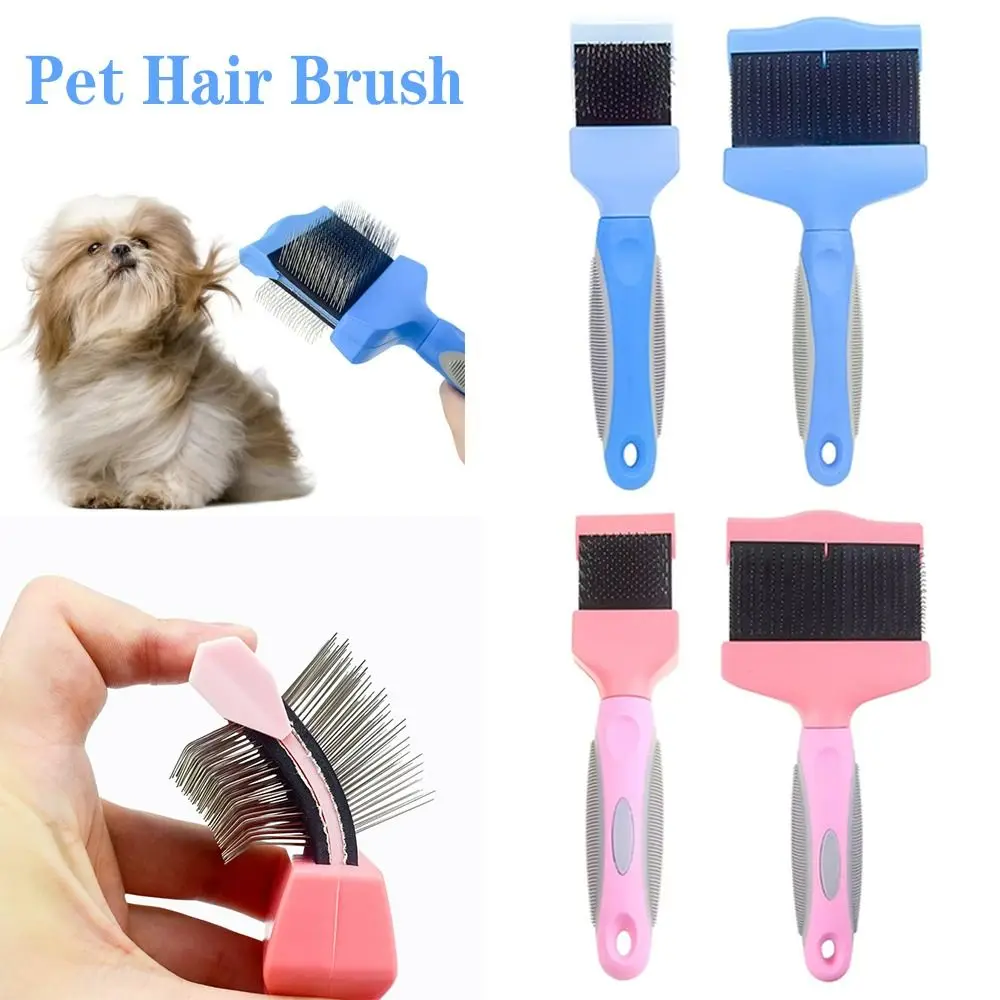 

Stainless Steel Pet Hair Brush Double Sided Pet Grooming Pet Hair Detangling Comb Non-slip Grip Pet Hair Cleaning Comb Cats