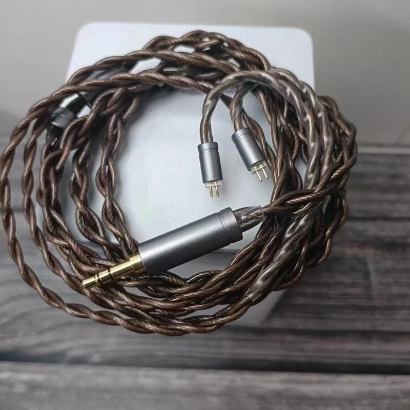 F62C 0.78pin 4Core Silver Copper Braided Earphone Cable for Improved Music Experience