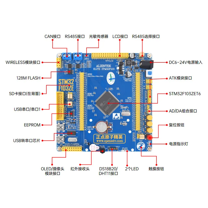 Introduction to elite STM32 development board F103ZET6 learning suite embedded microcontroller 51