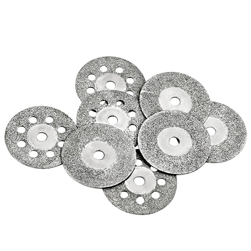 12pcs For Metal Cutting Rotary Tool Electric Grinder Parts 22mm iamond Cutting Disc 3mm Grinding Wheel Mandrel