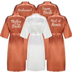 Women Bathrobe White Letter Bridesmaid Mother of the Bride Maid of Honor Get Ready Robes Bridal Party Gifts Dressing Gowns