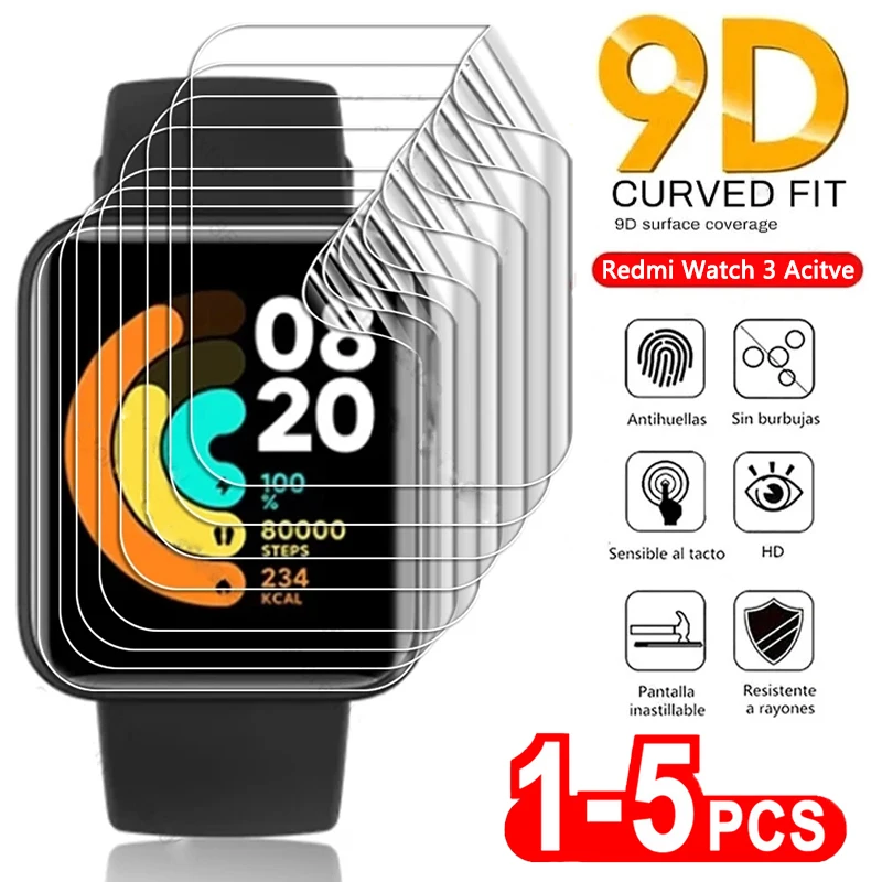 1-5PCS 9D Curved Soft Hydrogel Film For Redmi Watch 2 Lite 3 Active Screen Protector For Xiaomi Watch Lite Color 2019 poco Watch