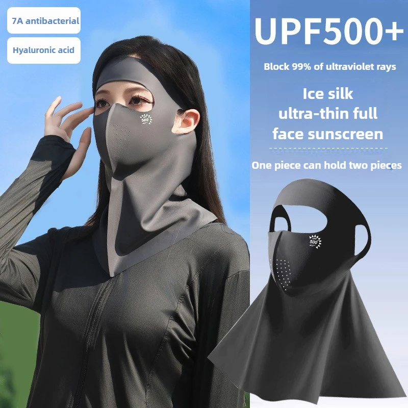 

Summer Breathable Antibacterial Mask UPF500+ Sun Protection Face Mask Womens UV Protection Ice Silk Mask Protection for The Face