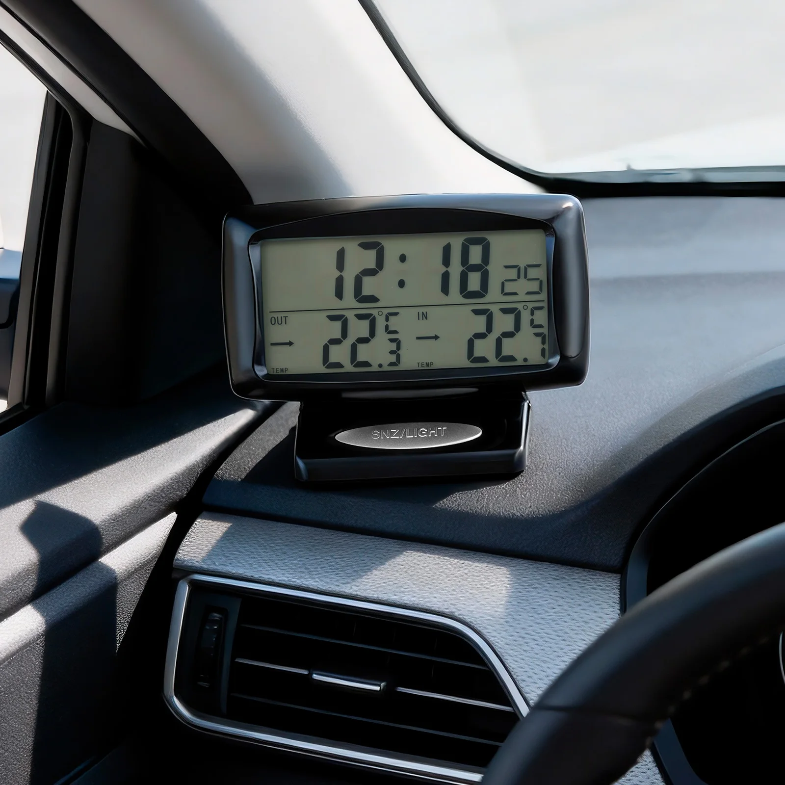Digital Car Clock Thermometer with Blacklight Function 2 In 1 Car LCD Digital Temperature Clock Indoor Outdoor Thermometer