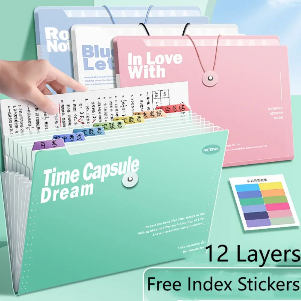 Vertical A4 Handheld File Bag High Appearance Large Capacity Student Homework Orginizer 5/8/12 Layers INS Test Paper Storage Bag