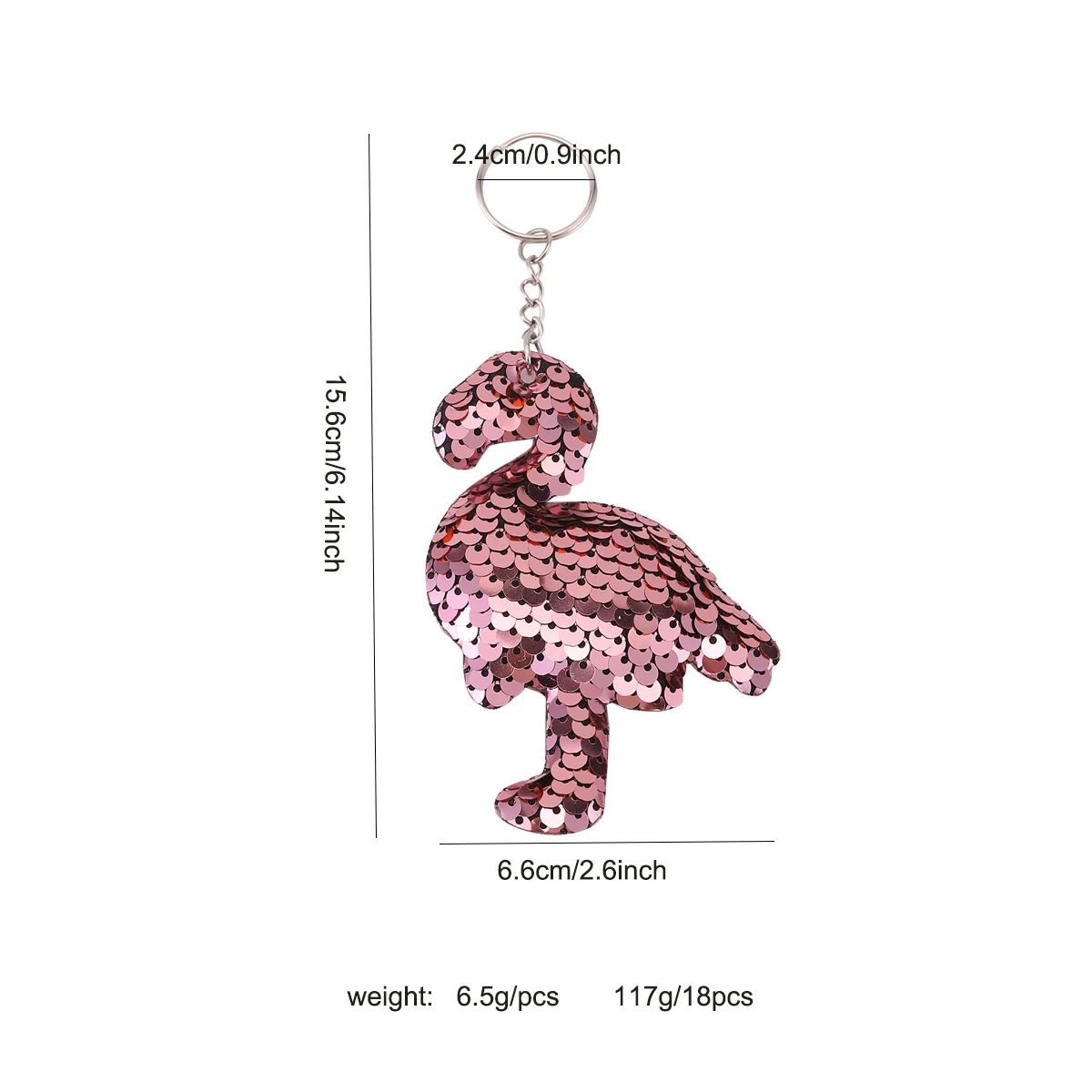 18Pcs Sequin Keychains, Sparkling Double-Sided Flamingo Shape Key Rings, Backpack Luggage Bag Decorations Birthday Party Favors