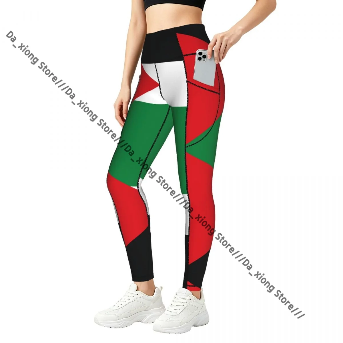 Women Slim Fit Yoga Pants With Pockets Palastaine Flag Hip Lifting Sports Fitness Pants