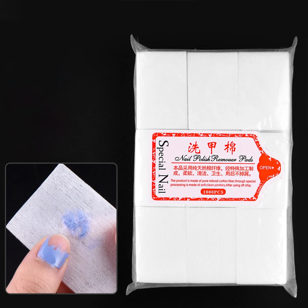 1000pcs Gel Nail Polish Remover Gel Polish Cleaner Cotton Soak Off Remover Pads Lint-Free Wipes Napkins Wraps Cleaner Paper Pad