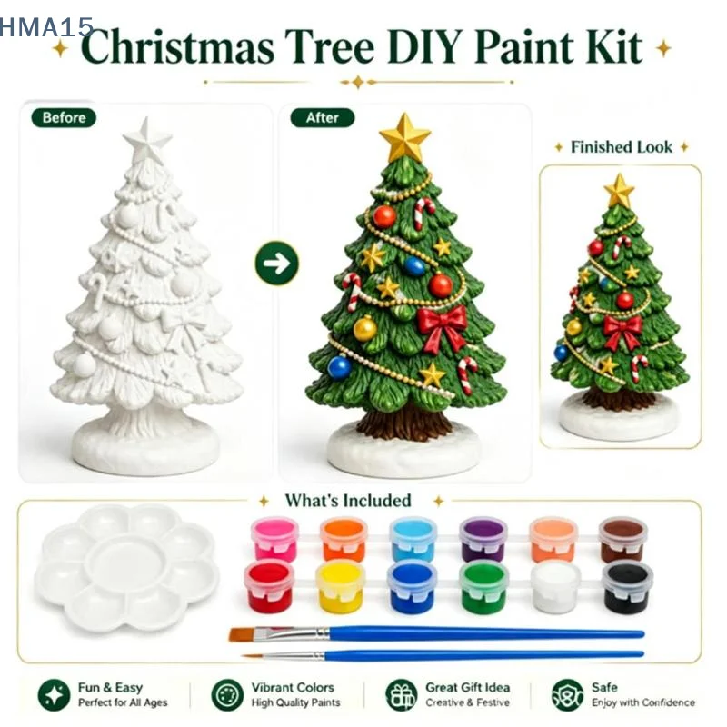 【YA】Christmas DIY Santa Plaster Painting Kit Non-Toxic Graffiti Paint Set Educational Art Toy for Kids Family Fun Craft Activit