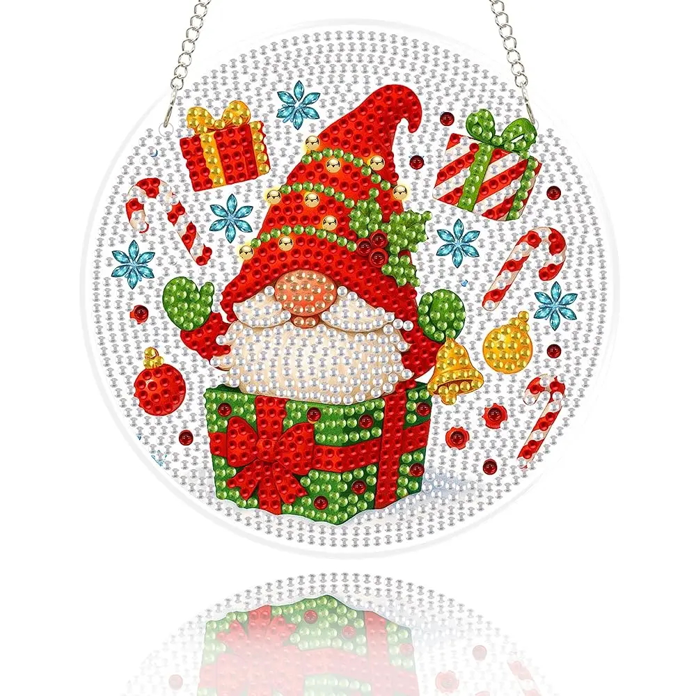 

Glass Diamond Art Hanging Kit for Adults Christmas, DIY Stained Glass Diamonds Painting Door Hanging Board Kit, Crystal Diam