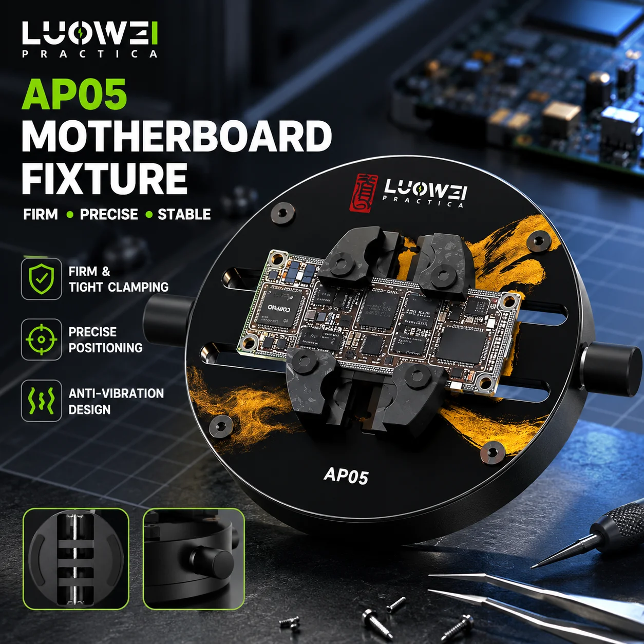 LUOWEI LW-AP05 Heat Insulation Ring Tempered Glass Fixture, Mobile Phone PCB Motherboard Chip Repair Holder Maintenance Tool