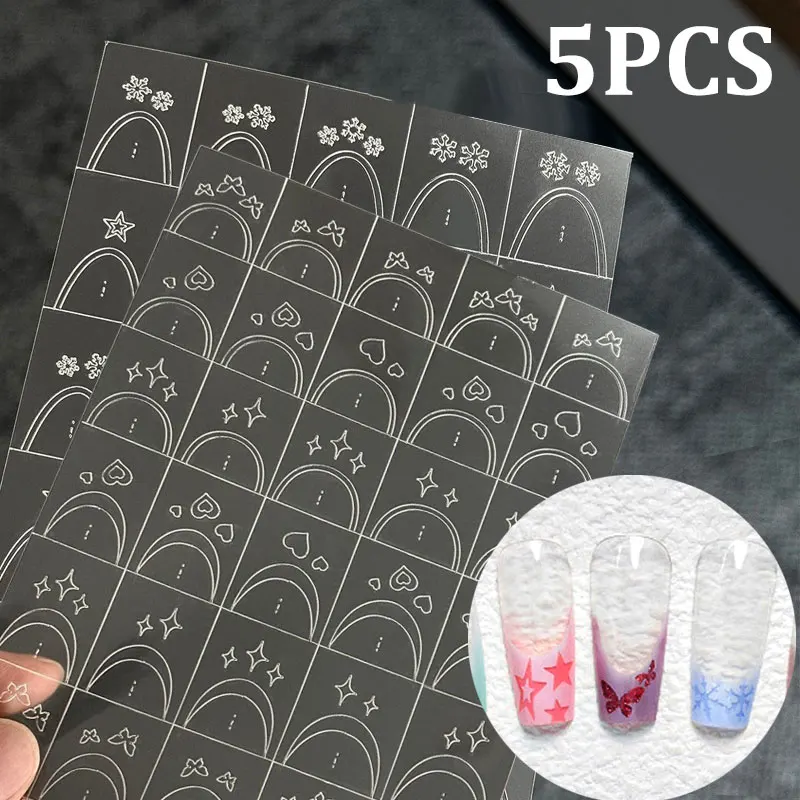 

Трафареты-наклейки для французского маникюра с вырезанными бабочками, клейкие наклейки для французских линий, трафареты для ногтей своими руками, инструменты для декора французского маникюра