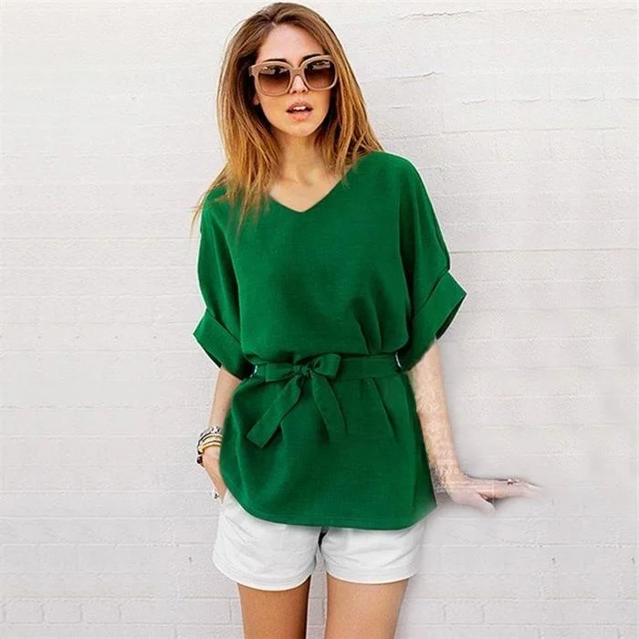 

Summer Y Tirt for Ladies Tops Women Blouse Cleanfit Stand Five Sve 3D Print V Ne Cool Feeling Thin Fabric Ladies Ts...