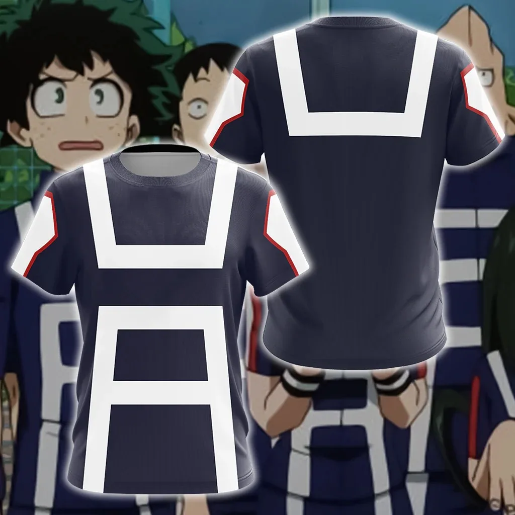 Bandai The U.A. High School Gym Uniform Cosplay Kostüm My Hero Academia 3D-gedruckte T-Shirts Sommer Schnelltrocknend Athleisure Large