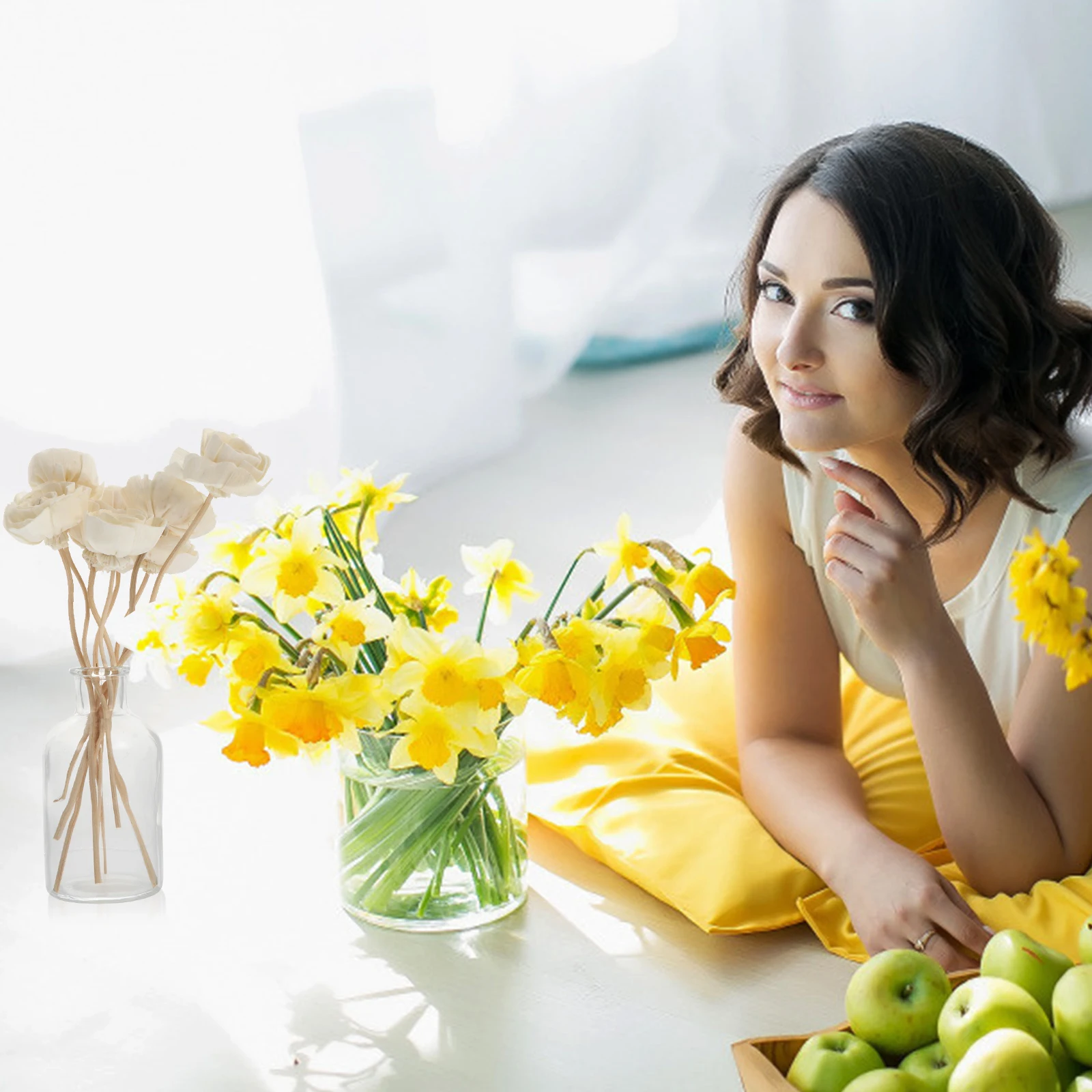 

8Pcs Aromatherapy Rattan Sticks Rose Flower Diffuser Reeds Essential Oil Aroma Diffuser Sticks Home Room Decoration