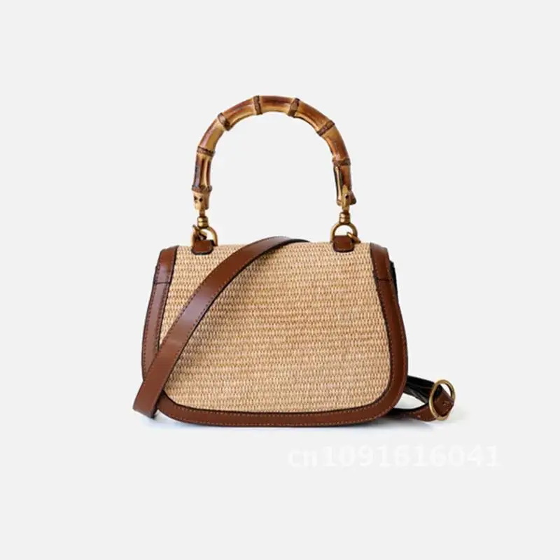 Sacs à main en cuir véritable pour femmes, sac design pour dames, sacs à poignée en bambou de luxe, sac à main en bambou naturel Brandy, haute qualité