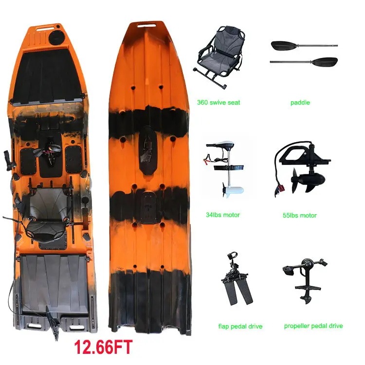 Vicking Kayak Sit-On-Top Electric Motor Kayak with Pedal Drive and Swivel Rod Holder for Ocean Fishing Durable PE Construction