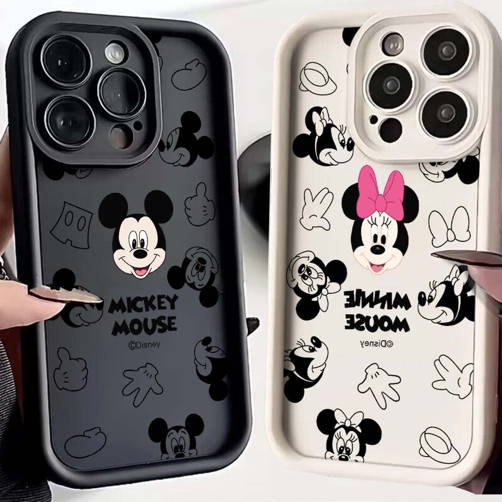 Disney Mickey Minnie Phone Case for OPPO A5 A7 A16 A17 A38 A53 A54 A55 A58 A72 A74 A76 A78 A94 A98 4G 5G Cover With Hand Strap