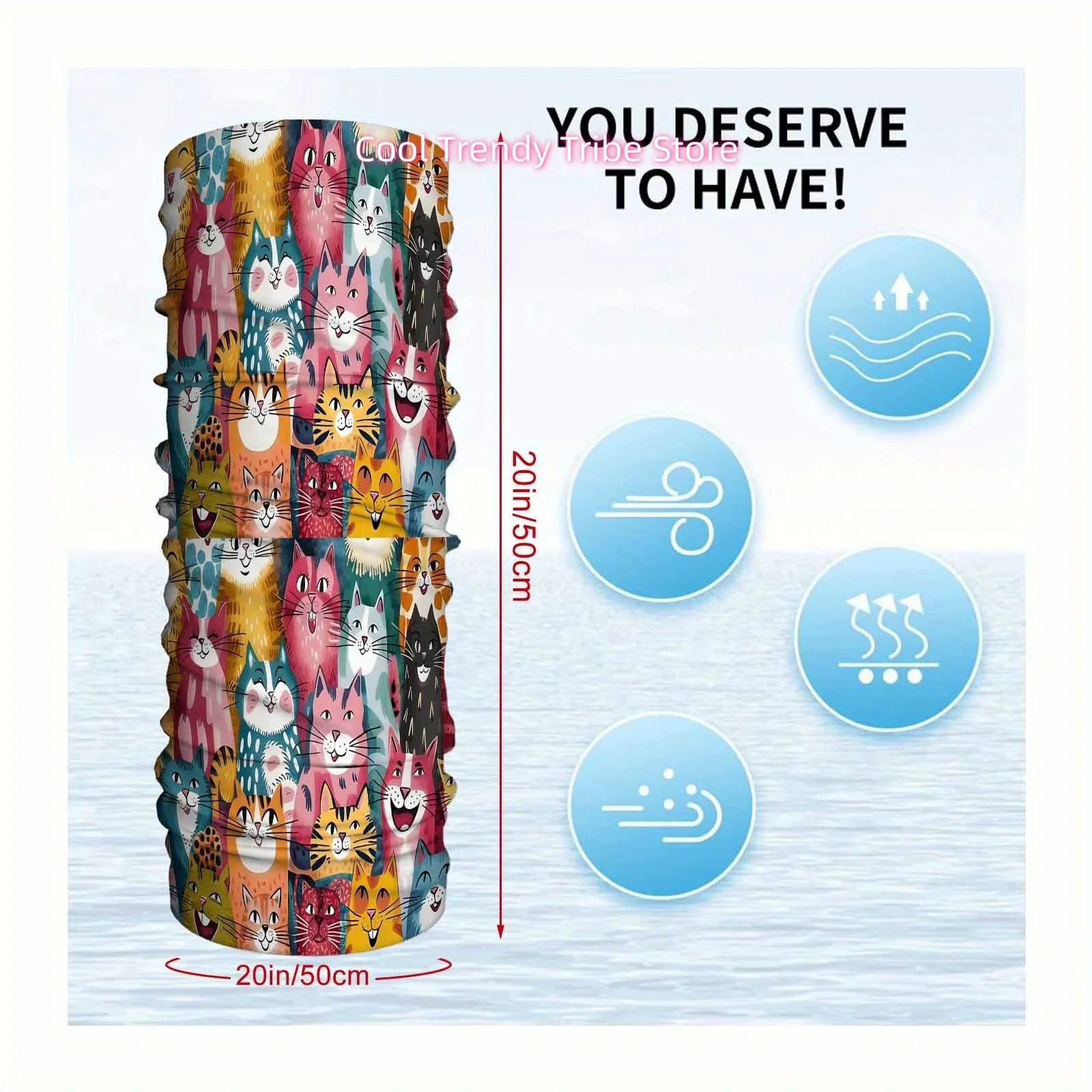 Colorful, Cats Print Scarf, Multi Functional Mask and Neck Mask, Suitable for Outdoor and Unisex Headscarves, Family Gatherings,