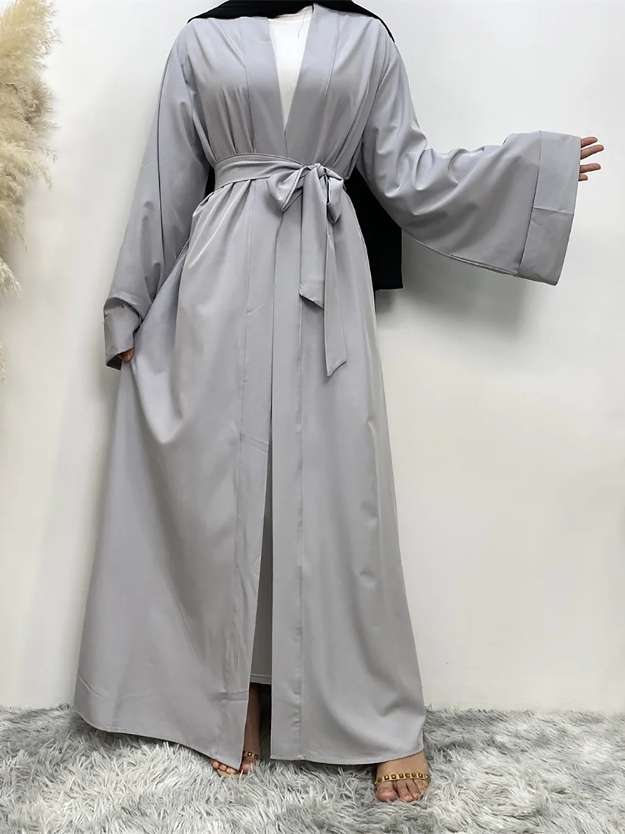 Solid Open Kaftan Dubai Abaya Turkey Kimono Cardigan Robe Muslim Hijab Dress Ramadan Abayas for Women Caftan Islamic Clothing