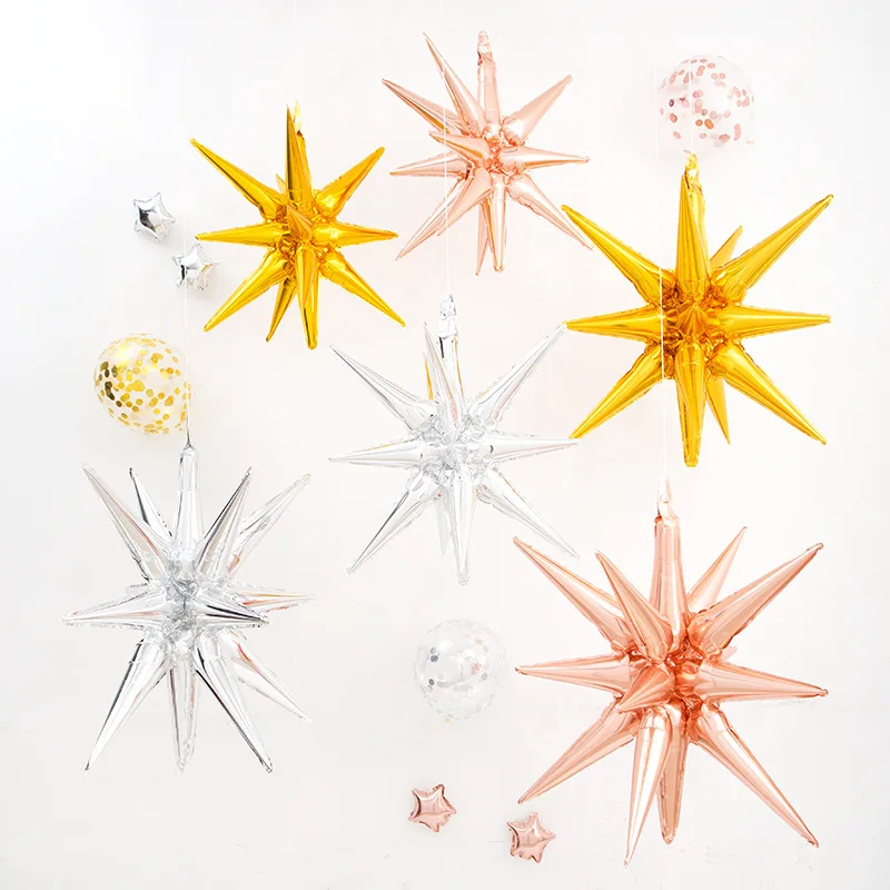 /1pcs siamesische Explosion Stern Ballon Starburst Luftballons Kegel Folie Luftballons Neujahr Weihnachten Hochzeit Geburtstags feier Dekor – Detail 20