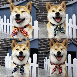 Adjustable Dog Collar Japanese Bowknot Pet Neckerchief with Bell Shiba Inu Kimono Accessorie for Cat Dog Photography Cat Bow Tie