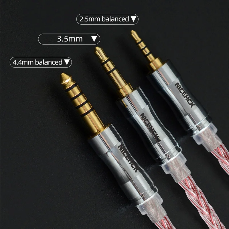 Cavo di ricambio per auricolari NICEHCK C8s-2 Cavo audio di aggiornamento IEM con conduttore in rame placcato argento a 8 core