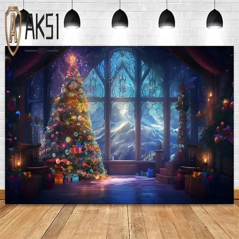 

AK51-210X150cm Background Cloth Winter Christmas Tree Children's Multifunctional Photography Background Cloth
