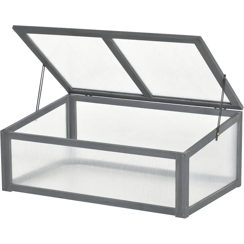 

Мини-теплица из поликарбоната и массивной древесины, 39 x 26 x 16, серая