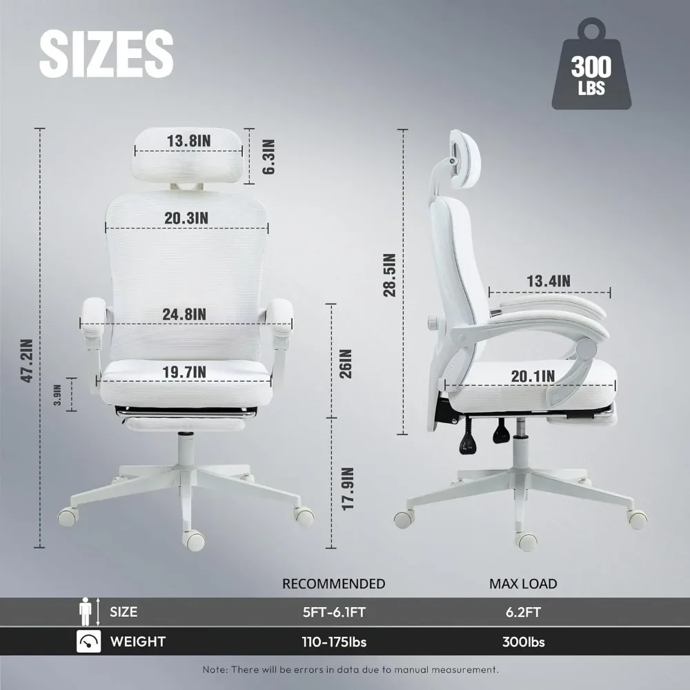 The office chair is ergonomically designed with breathable mesh, computer chair, adjustable waist support, and headrest