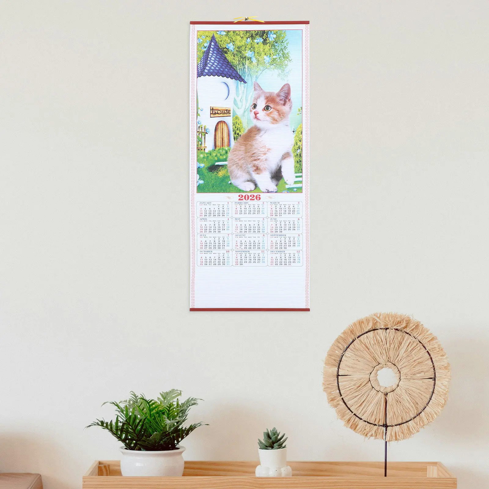 

Настенный календарь к Китайскому Новому году, эстетичный, на 2026 год, ежегодный расписание, календари на 2026 год