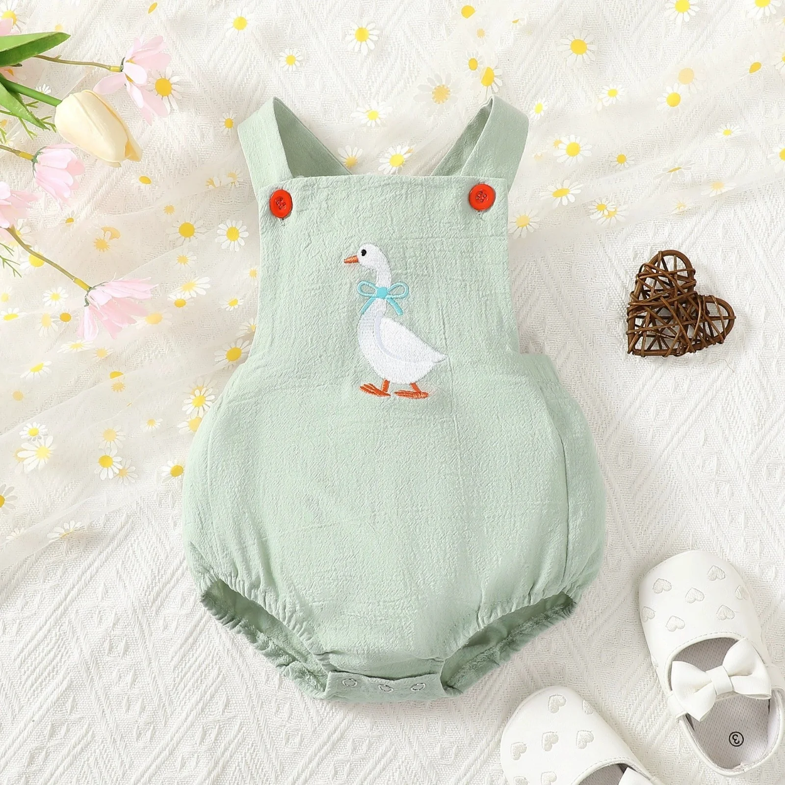 

Summer Newborn Infant Baby Girl Sleeveless Bodysuit Print Suspender Jumpsuit Cute Casual Clothes Suspender Jumpsuit for Newborn