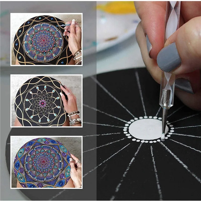 

16 Pcs 15Cm Black Mandala Kraft Paper Round Cardboard For Painting DIY Cardboards For Artist Painter