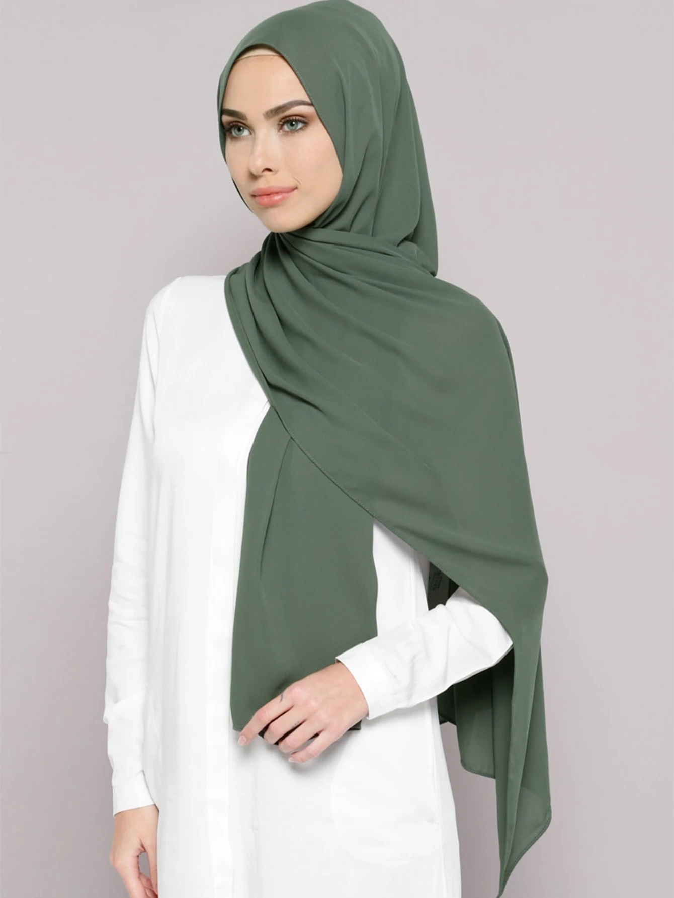 Underscarf Matching Color Inner Muslim Premium Chiffon Scarf Islam Shawls and Wraps Headscarf for Women Foulard