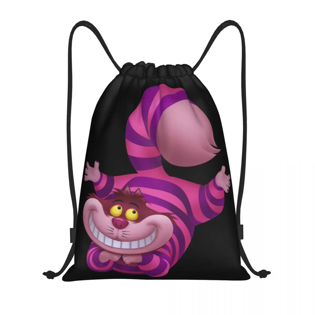 Custom Cheshire Cat Drawstring Backpack Bags Women Men Lightweight Alice In Wonderland Animation Gym Sport Sackpack Sacks