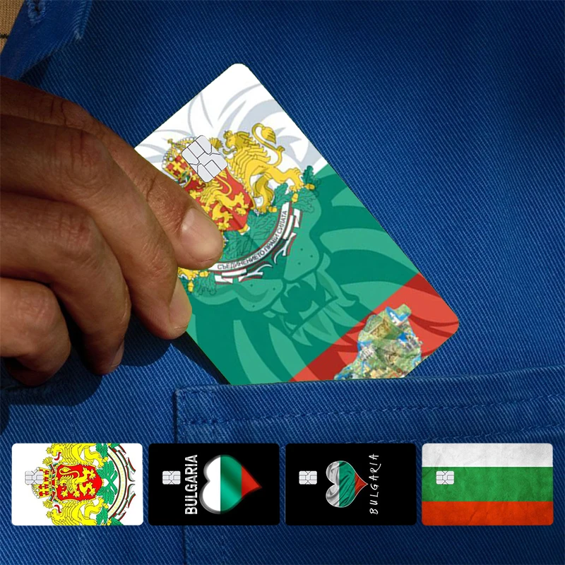 Bulgaria Flag Passport Map Cover Skin Sticker For Credit Card Bank Debit Bus Card Front Side