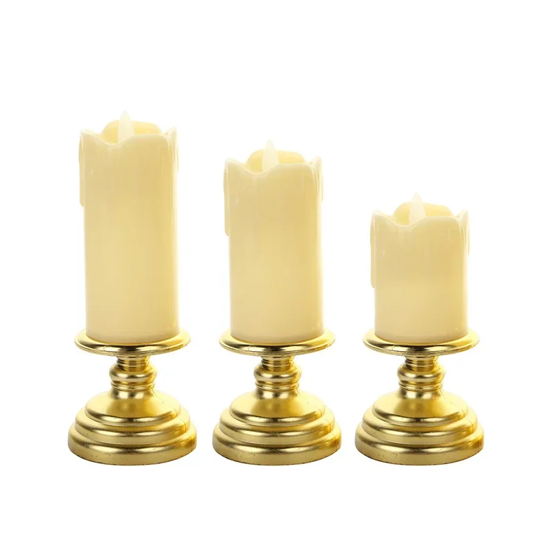 1Pc LED Electric Flameless Candle Lights Gold Base Tear Swing Candle Wedding Romantic Dinner Party Home Bar Decoration