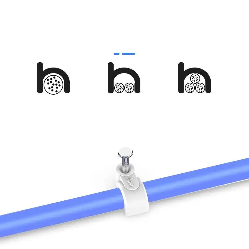100pcs Cable Clips 12/14/16/20/22/25/30/40mm White Round Steel Nail Wire Clamp Line Buckle Fixing Wall Hanging Screw