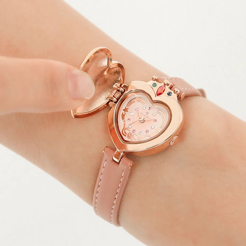 Anime Sailor Watch Heart of the Universe Transformer Flip Wristwatch Cosplay Props Doujin Birthday Jewelry Gift for Women Girls