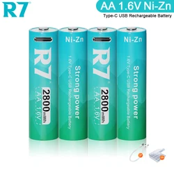 R7 1.6V AA 2800mWh Battery Ni-Zn Rechargeable AA batteries USB aa Batteries for toy camera