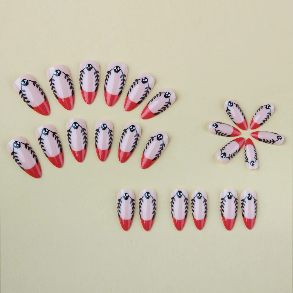 أظافر مزيفة قابلة لإعادة الاستخدام ، لوز لامع ، برتقالي ، أوراق هيكل عظمي ، ضغط قصير على الأظافر ، فرنسي ، لهيب أسود ، 24: