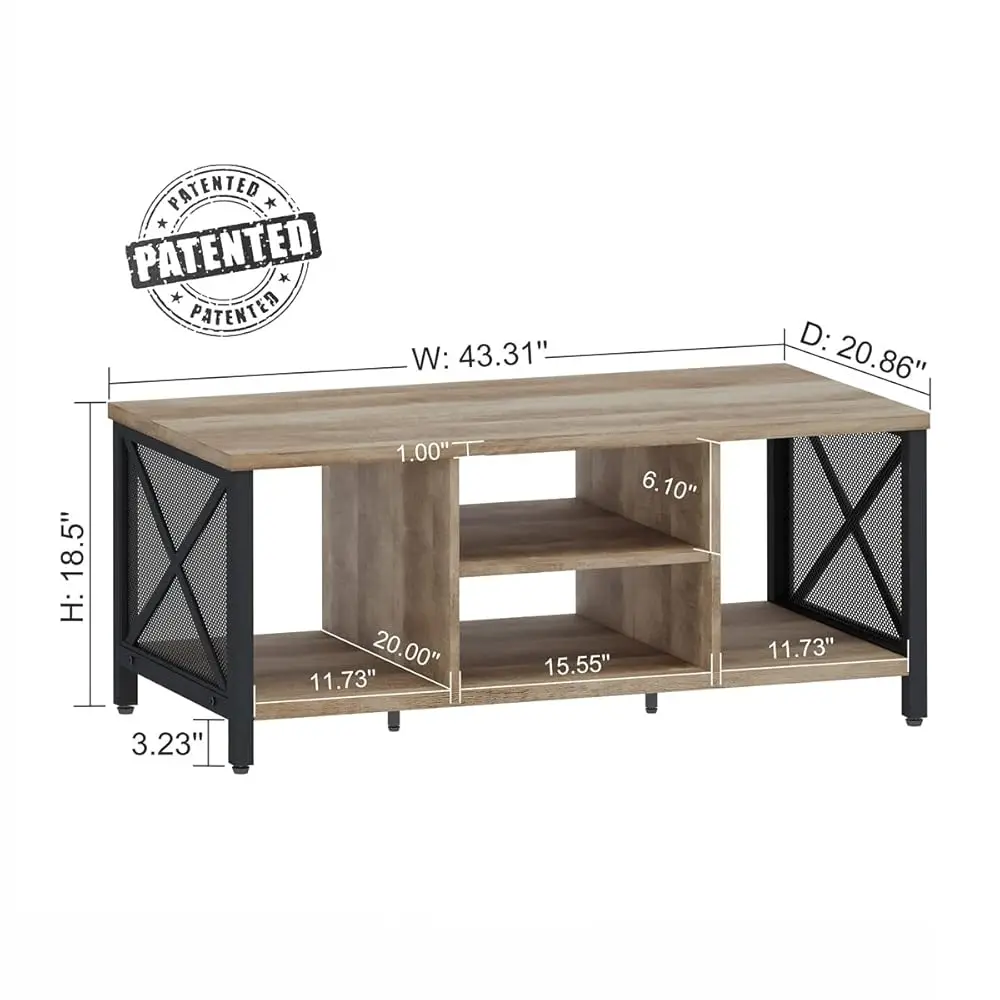 Coffee Table For Living Room, Rustic Wood Center Table With Shelves, Farmhouse Rec Cocktail Tea Tables (Rustic Oak)