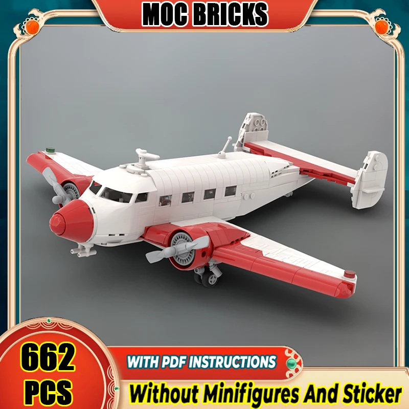 

Military Aircraft Model Moc Building Blocks Junior Red And White Fighter Model Technology Bricks DIY Assembly Toys Gifts